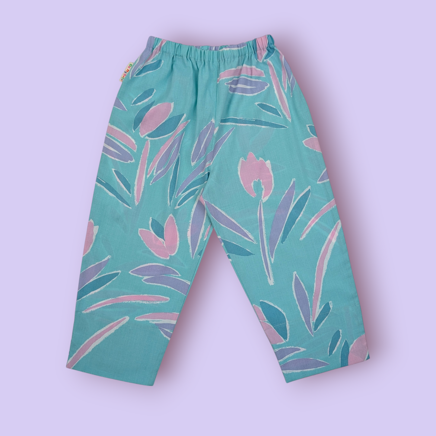 80s Mint Floral Print Trousers