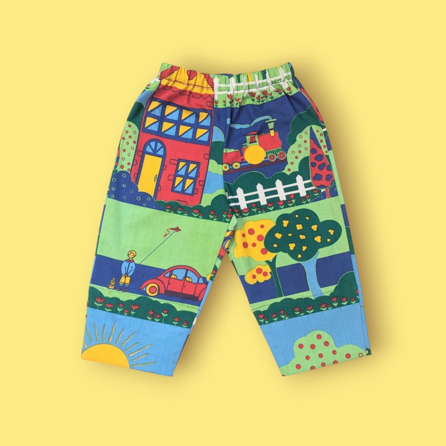 70s Train Print Baby Trousers