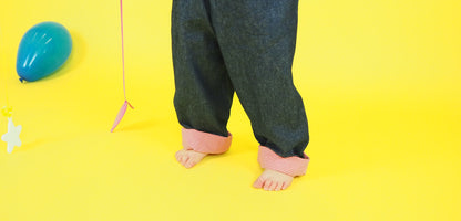 Denim Trousers with Red Check