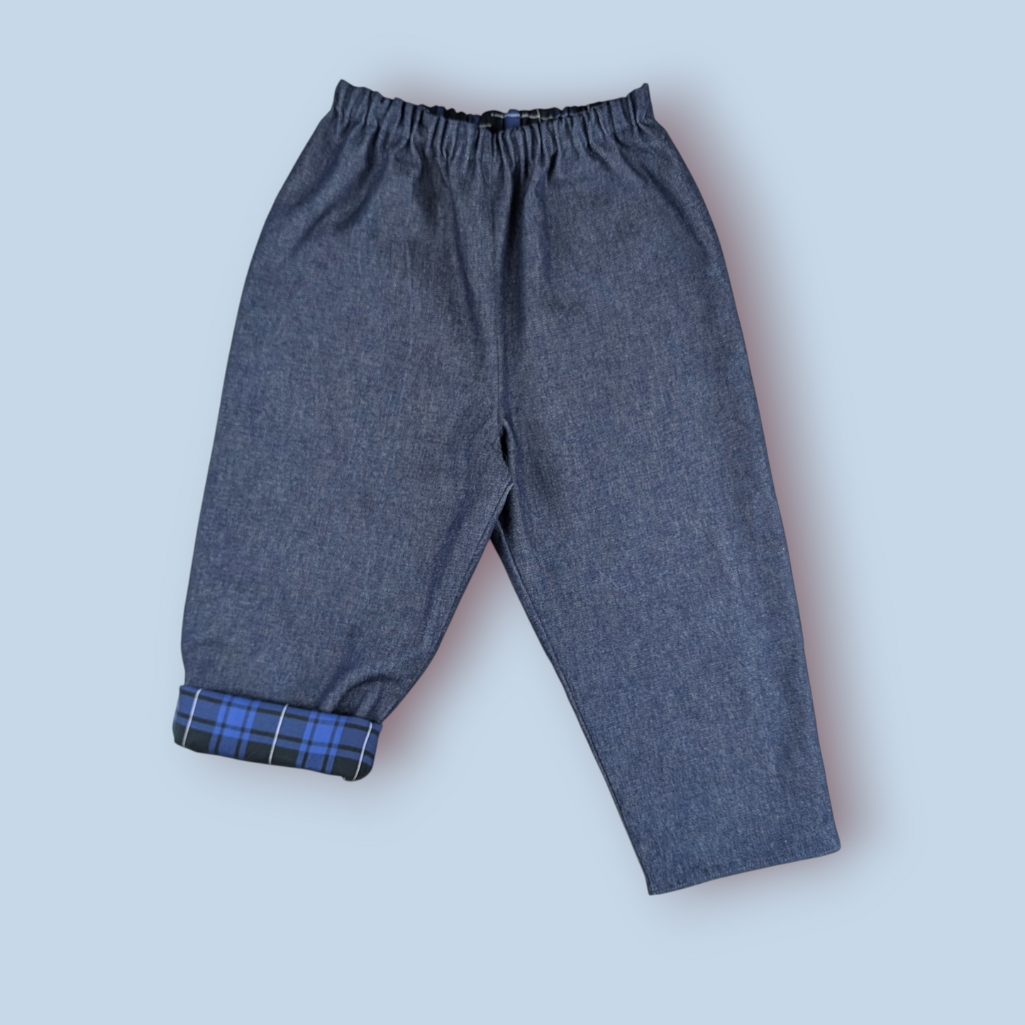 Reversible Denim and Tartan Trousers