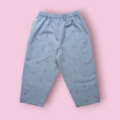 Blue and Pink Flower Trousers