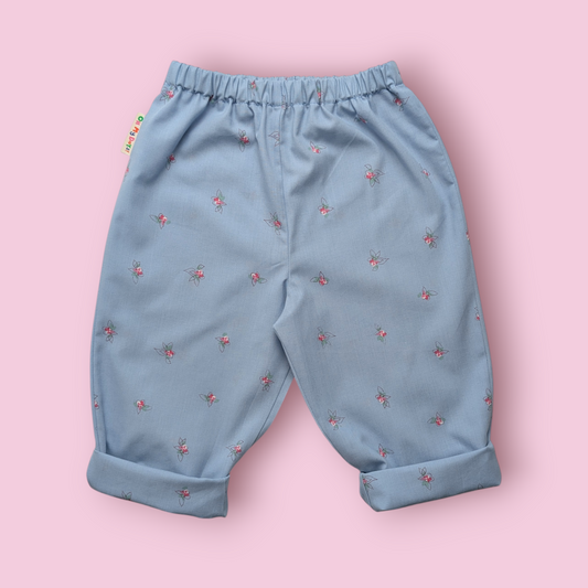 Blue and Pink Flower Trousers