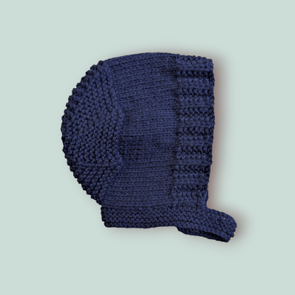 Navy Hand Knitted Bonnet