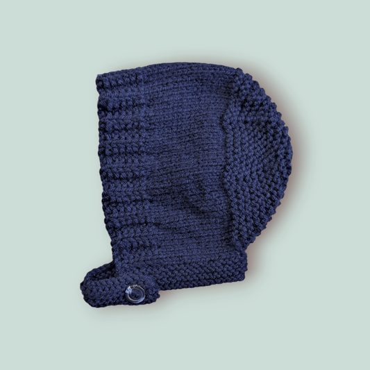 Navy Hand Knitted Bonnet