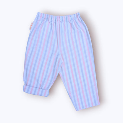 Pink and Grey Striped Trousers