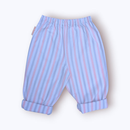 Pink and Grey Striped Trousers